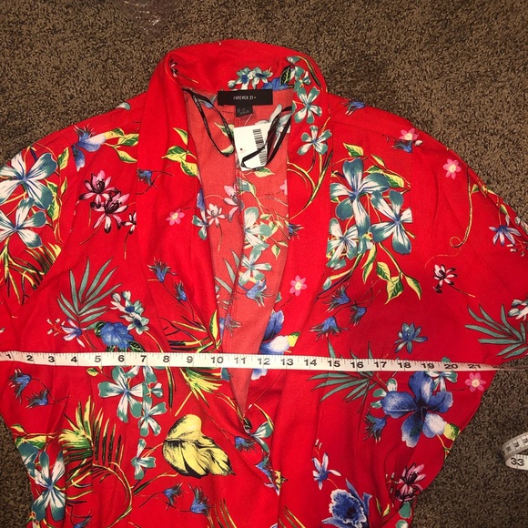 Forever 21 Plus Size Kimono Wrap Cardi LS Floral - Picture 6 of 7